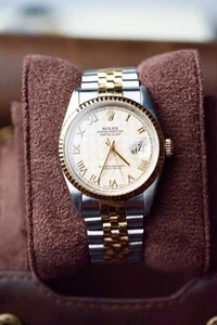 1989 Rolex L Serial Datejust Pyramid Dial 18K Yellow Gold 16233 - Picture 1 of 7