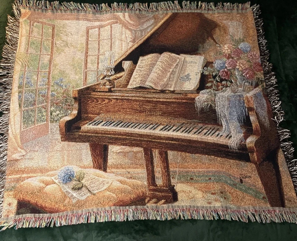 阳光奏鸣曲钢琴挂毯艺术家J Gibson 54x 43英寸 — 第 1/4 张图片