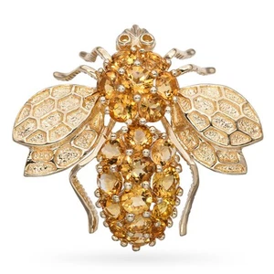 14k Yellow Gold 2.25tcw Yellow Sapphire Bumblebee Brooch Pendant - Picture 1 of 6