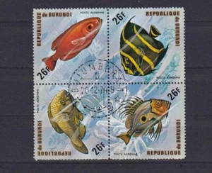 SA23i Burundi 1974 Fish - Air Mail used block. - Picture 1 of 1