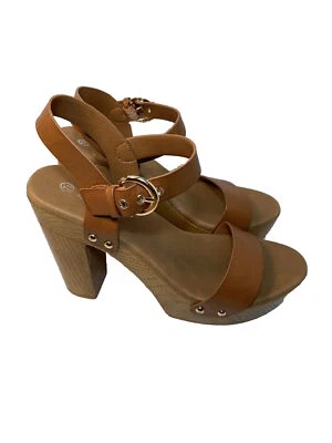 Forever High Heel Platform Shoes Brown 7.5 US Y2K Buckle Strap - Image 1 of 4