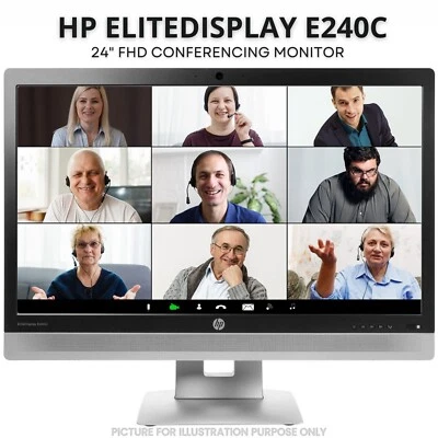 HP Elitedisplay E240c 24" FHD Video Conferencing Monitor, HD Webcam, 2W Speakers - Image 1 of 4