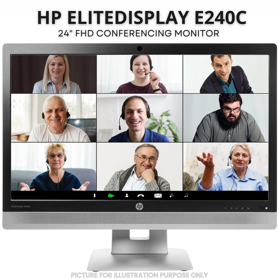 HP Elitedisplay E240c 24" FHD Video Conferencing Monitor, HD Webcam, 2W Speakers - Image 1 of 4