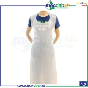 Grembiule Monouso Bianco Universale In PE 110 x 70 Cm Confezione Da 100 Pezzi - Foto 1 di 3