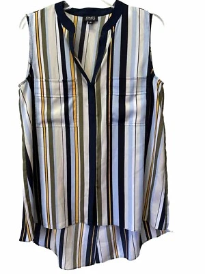 Túnica sin mangas Jones New York para mujer M cuello dividido camiseta sin mangas poliéster a rayas Foto 1 de 4