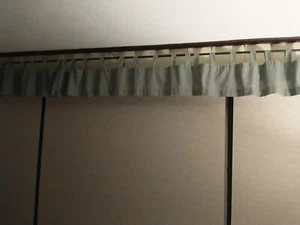 Sage Green Tab Linen Country Valance  Curtains- Set Of 3 Vintage- 49" X 12" - Picture 1 of 13