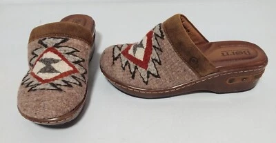 Born Leather Brown Clogs, Aztec Blanket, Women's Size 6, New Without Tags - Image 1 of 4