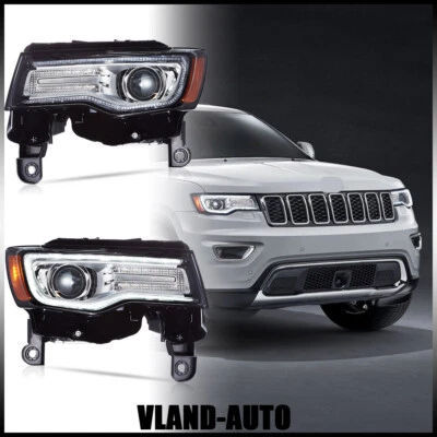 2014-2022 Chrome LED Headlights Assembly w/Animation For Jeep Grand Cherokee L+R - Image 1 of 4