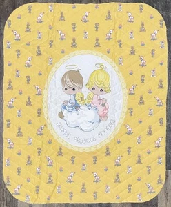 Vintage Precious Moments Pre-Quilted Fabric Panel Binding Included 35" x 43" - Picture 1 of 6