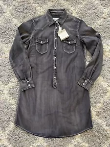 Abito a scatto Ryan Michael Western in denim nero lavaggio a 3/4 taglia small nuovo - Foto 1 di 8