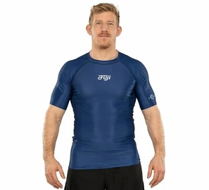 Fuji Sports ProTech Pro-Tech  BJJ Jiu Jitsu ShortSleeve SS Rashguard - Blue - Picture 1 of 9