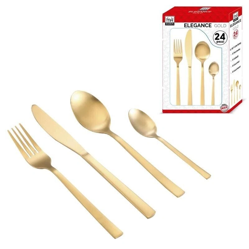 MAURY'S ELEGANCE SET DI 24 POSATE DA TAVOLA COLORE ORO - Immagine 1 di 1