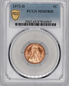 1973-D 1C LINCOLN MEMORIAL PENNY CENT PCGS MS65RD with Gold Shield & TrueView - Picture 1 of 2