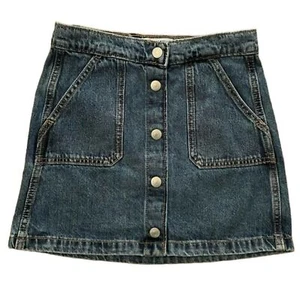 Old Navy Denim Blue Jean Short Skirt Girls Size L (10-12) Snap Front - Picture 1 of 8