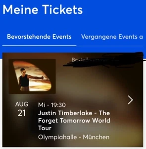 2x Justin Timberlake - the forget tomorrow world tour- Tickets München 21.8.24 - Bild 1 von 1
