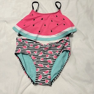 Justice Wassermelone 2-teiliger Volant Bikini Badeanzug Mädchen 16 Plus UPF 50+ NEU - Bild 1 von 12