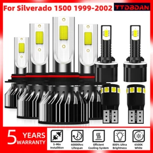 LED Headlight Fog Light License Plate Bulbs Combo For Chevy Silverado 1500 99-02 - Picture 1 of 21