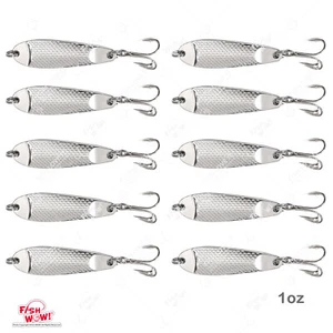 10pcs Fish WOW! 1oz Casting Jig Hammered spoons Silver Treble hook - Picture 1 of 8
