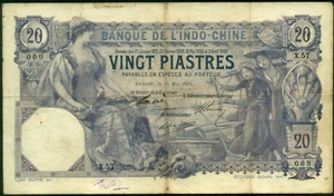 French Indochina 1917 20 Piastres Hand Signed at Le Caissier de la Succursale - Picture 1 of 5