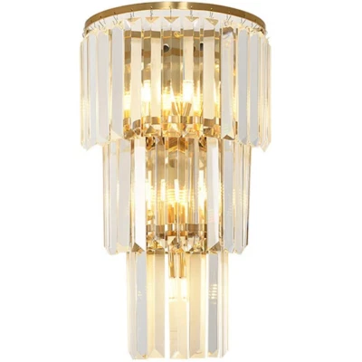 1x Wandleuchte innen Wohnzimmer Kronleuchter E14 LED Schlafzimmer Wandlampe Gold - Bild 1 von 4