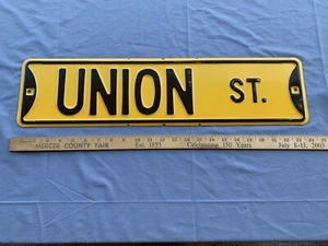 NOS Vtg UNION ST Street/Road Sign 24 "x 6" Pressed/Embossed/Raised Steel - Picture 1 of 4