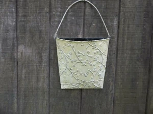 Door metal basket/Cottage Metal Wall Bucket/Wall Pocket/Garden Embossed pail - Picture 1 of 7