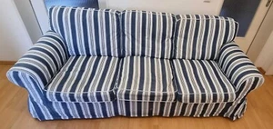 IKEA Sofa Ektorp, 3 Sitzer mit blau-weiss gestreiftem Bezug, gebraucht - Bild 1 von 1