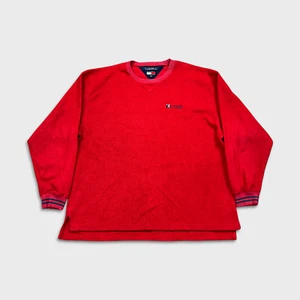 Vintage Tommy Hilfiger Fleece Mens XL Red Sweatshirt Pullover 90s Crewneck - Picture 1 of 6