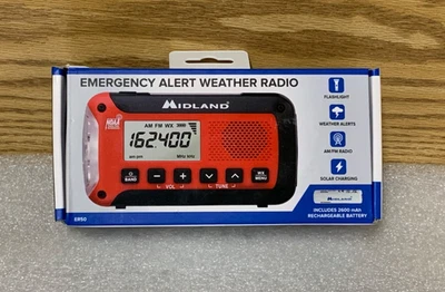 Midland Emergency Alert Weather Radio Portable W/Flashlight, Black Red ER50 - Image 1 of 3