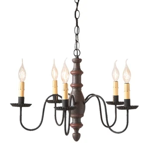 Irvin's Country Tinware Country Inn Wood Chandelier in Americana Espresso - Picture 1 of 3