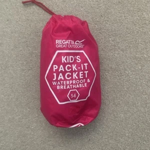 Regatta Kids Pack It Waterproof Breathable Jacket Pink Age 5-6 Years - Picture 1 of 7