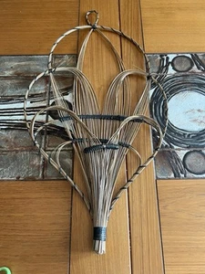 Vintage Twisted Heart Woven Rattan Decor Wall Rug Carpet Beater Boho Wicker - Picture 1 of 7