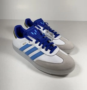 ADIDAS Samba Lionel Messi Indoor Shoes Sneakers White Blue Wmns 10 *NEW* ID3550 - Picture 1 of 10