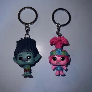 Trolls World Tour Poppy & Branch Pocket Pop! Vinyl Keychain Funko 2 Pack - Picture 1 of 5