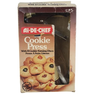 Vtg Ai.De.Chef Cookie Press Christmas Biscuit Forming 8 Disc Retro Hong Kong Box - Picture 1 of 13