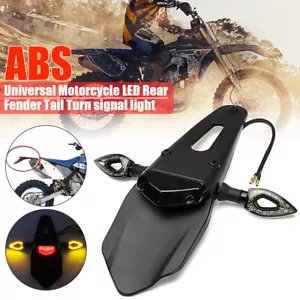 PORTATARGA MOTO ENDURO FANALE STOP POSTERIORE LED MOTARD CROSS Nero UNIVERSALE - Picture 1 of 9