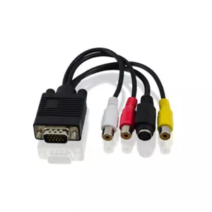 VGA to S-Video 3 RCA Composite AV TV Out Converter Adapter Cable For PC Laptop - Picture 1 of 4