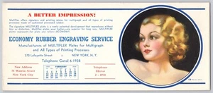Vtg Ad Ink Blotter Economy Rubber Engraving 1939 Calendar NYC - Picture 1 of 2