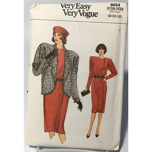 Vogue Jacket Skirt Top Vintage 80s Uncut Sewing Pattern Size 8 10 12 V9654 - Picture 1 of 3