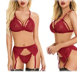 Damen Sexy Dessous Spitze Babydoll BH Tanga Set Nachtwäsche Unterwäsche Nachtwäsche - Bild 1 von 16