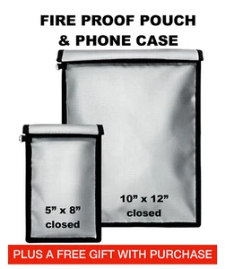 Bolsa de dinero a prueba de fuego 2000 °F bolsa de documentos a prueba de fuego impermeable caja fuerte efectivo grande - Imagen 1 de 2