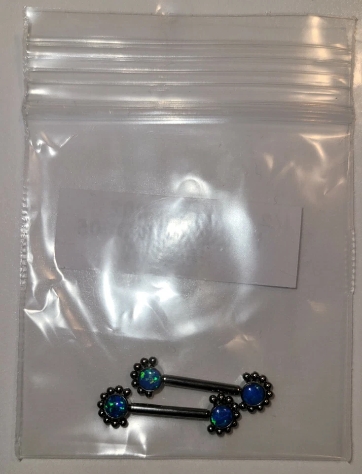 Par! Juego de bisel de anillo de pezón de barra de empuje sin rosca de titanio grado implante circonita cúbica Foto 1 de 1