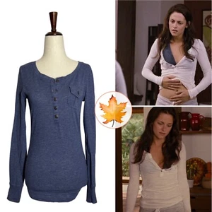 POOF EXCELLENCE AEO ALT Military Pocket Henley Navy Blue M ASO Bella Swan - Picture 1 of 8