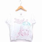 X-Girl T-Shirt Cut And Sew Logo Print Round Neck One White /Tt11 Women'S