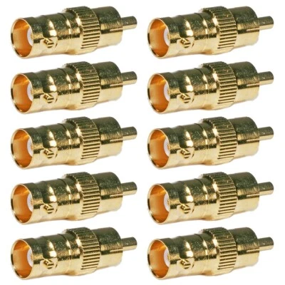 10x BNC Female Connector to RCA Male Jack Gold Plated Coax Coaxial CCTV Adapter - Image 1 of 3