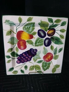Sakura Sonoma Ex-Cell Stoneware Square Serving Platter 14" Fruit Pattern  - Picture 1 of 5