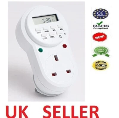 Led Plug In Energy Saving 24 Hour 7 Day Digital Programmable Timer Switch Socket - Image 1 of 2