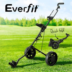 Everfit Golf Buggy Quick Folding Trolley Golf Cart Trolley 2 Wheels Cup Holder - Picture 1 of 8