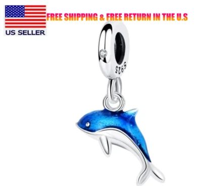 Auténtico Tiburón Azul Colgante Dije Collar-Dije Esmalte Plata de Ley S925 Foto 1 de 2