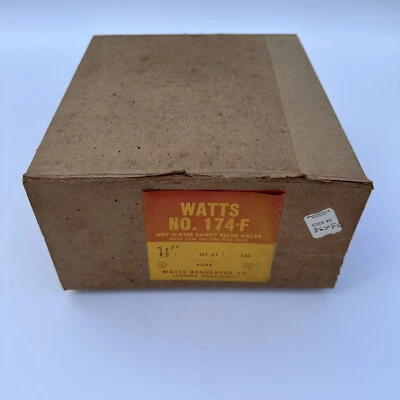 Watts No. 174-F 1-1/2" 125 PSI ASME Hot Water Safety Relief Valve New Old Stock - Image 1 of 4